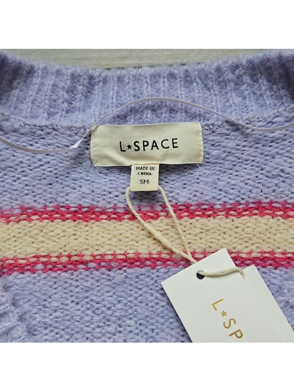l*space Montauk Lavender Striped V-Neck Button Cardigan Swim Cover Up Sold Out - Picture 9 of 10